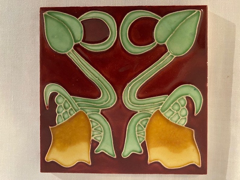 Art Nouveau Ceramic Tile Etsy