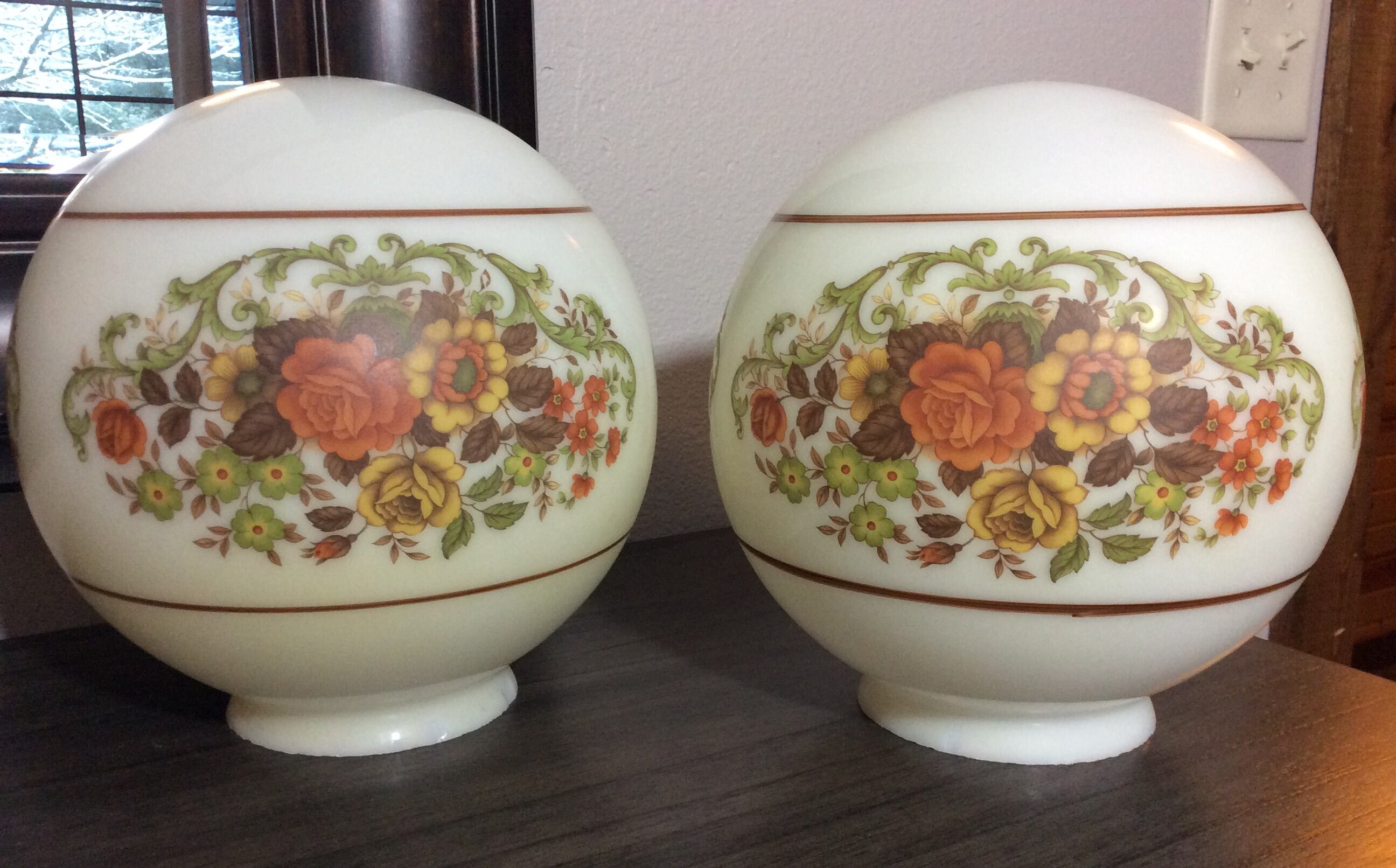 Paar Vintage BlumenKugel Kugeln 8 Glas Deckenleuchte | Etsy