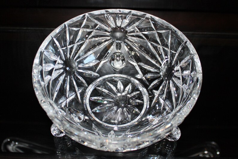 Scroll Footed Toed Clear Glass Bowl Dish Vintage Three 3