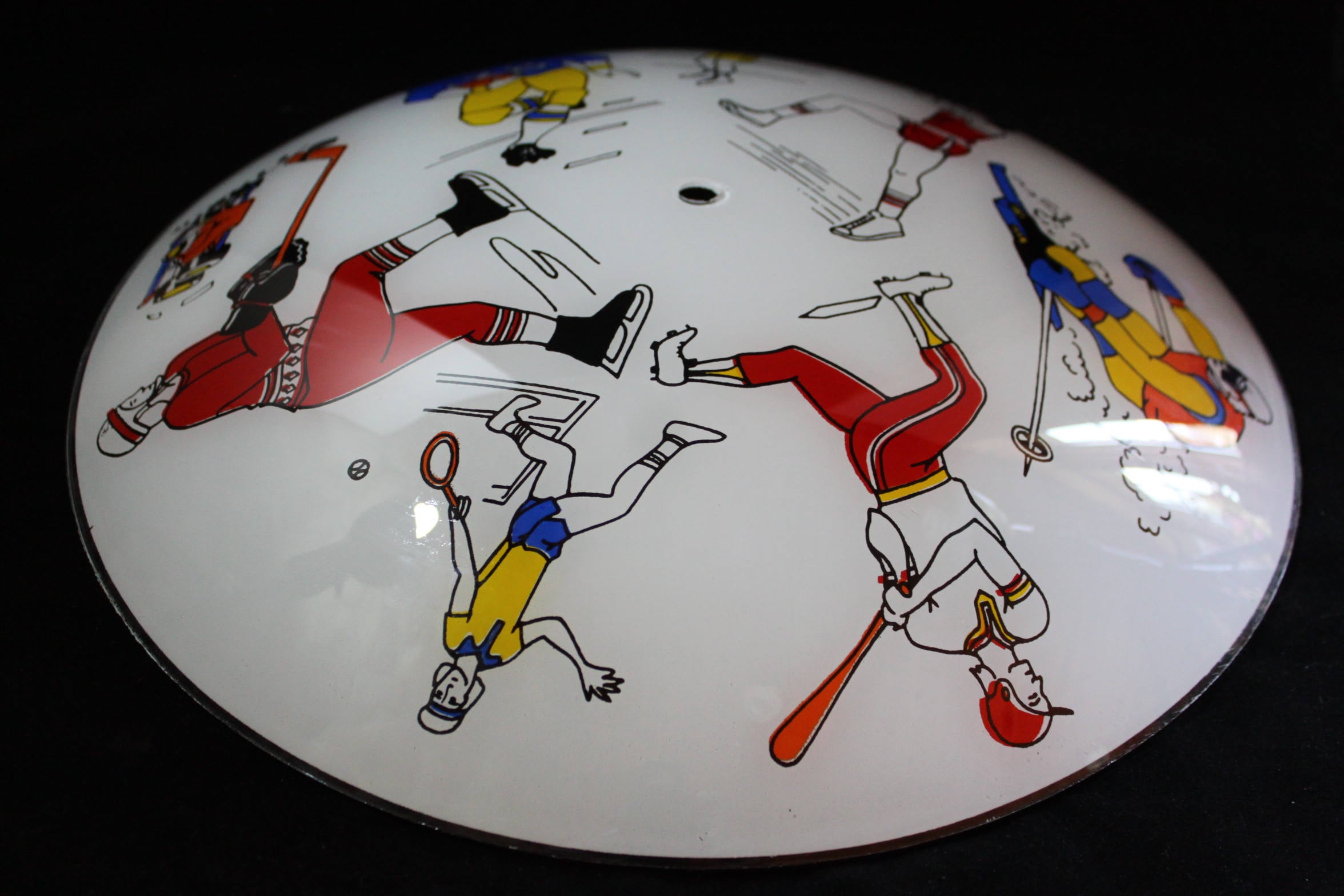 Vintage Glass Sports Themed Ceiling Light Cover Round Dome Etsy