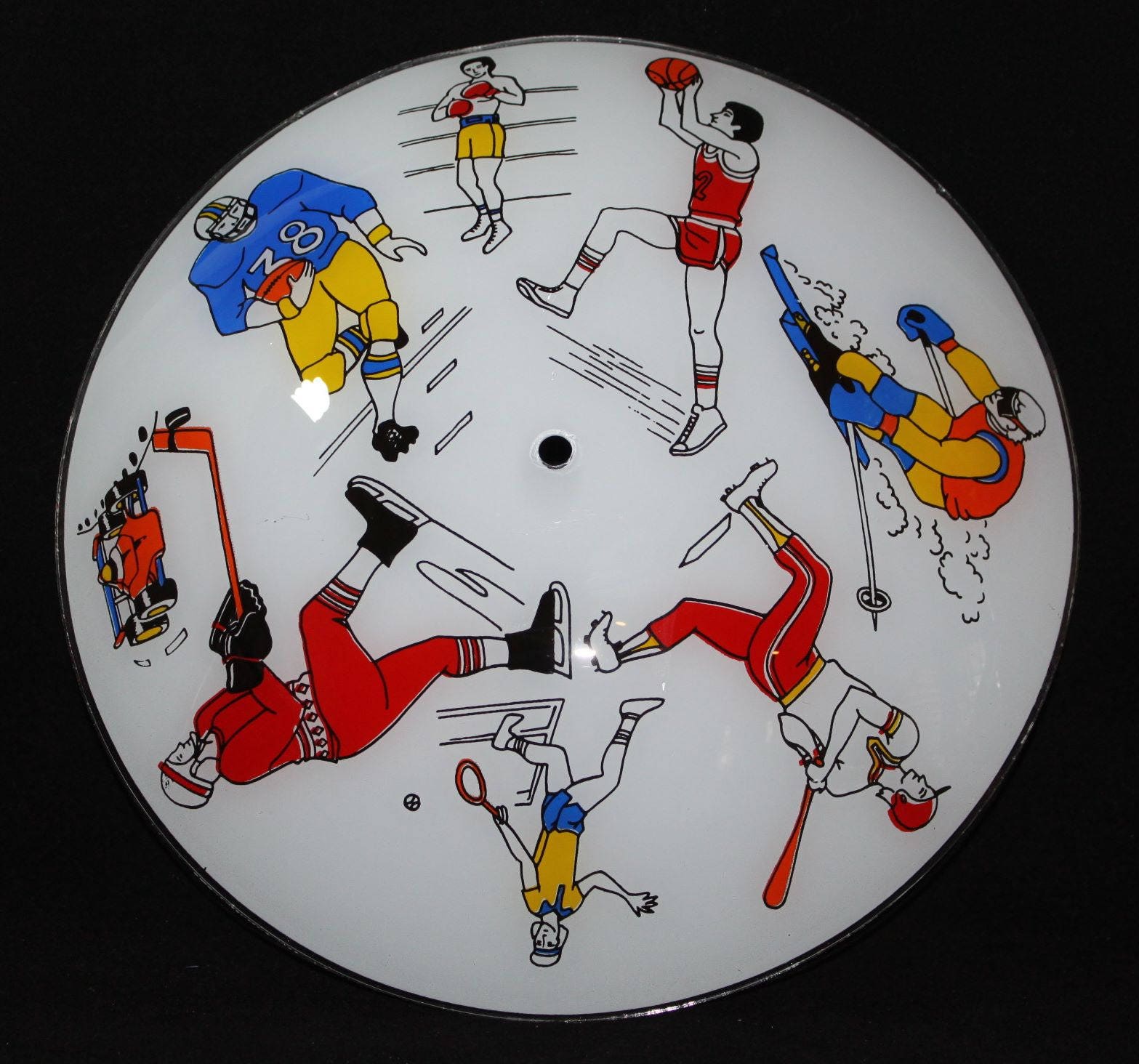 Vintage Glass Sports Themed Ceiling Light Cover Round Dome Lamp Shade