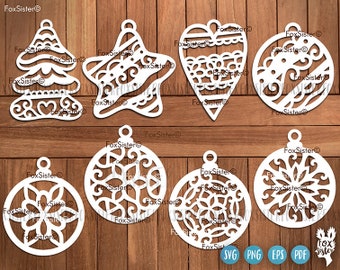 Christmas Baubles Svg Bundle Digital Cutting Files , Xmas ornament svg templates, Christmas tree decorations svg files for Cricut Silhouette