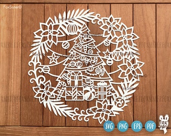 Christmas Tree with presents Svg design, Christmas Tree Svg, Pine Tree Svg, FoxSister Instant Download Design for Cricut and Silhouette
