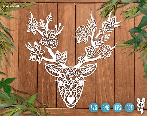 Download Floral Deer Svg Template Christmas Svg Deer Clipart Etsy