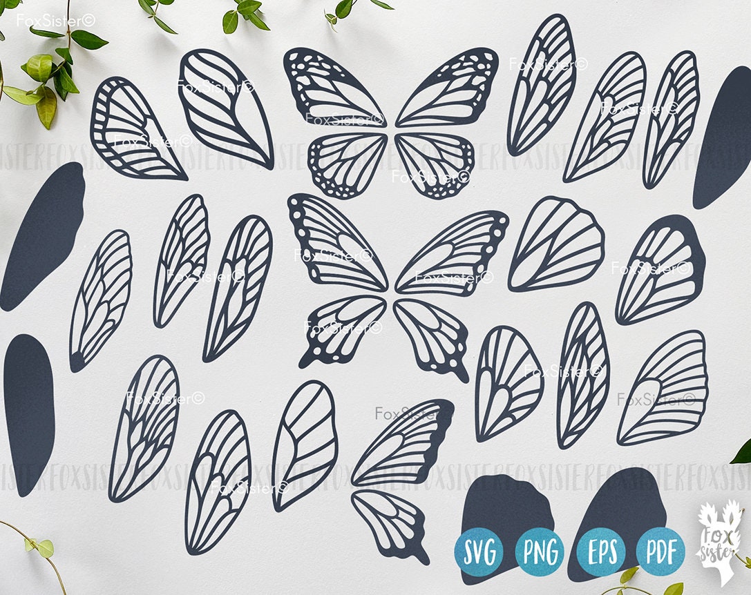 Butterfly Wings Svg Designs for Cricut and Silhouette, Butterfly Svg,  Butterfly Cut File, Butterfly Clipart, Butterfly Wings Vector Clipart - Etsy, image size:1087x862