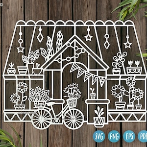 Design de estufa svg para Cricut e Silhouette, bicicleta svg, jardinagem svg, sublimação png de jardinagem, amante de plantas svg, planta de casa svg