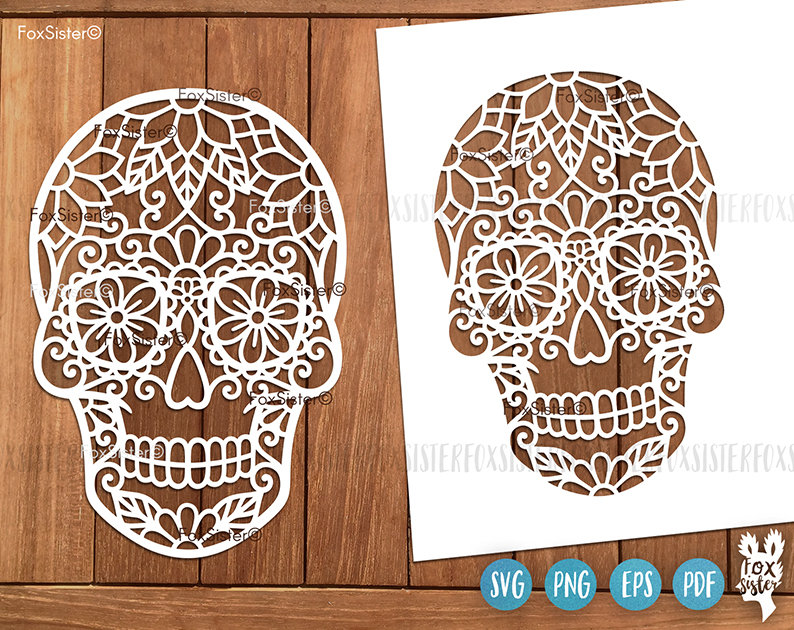 Download Sugar Skull Svg For Cricut And Silhouette Foxsister Skull Etsy