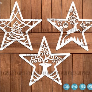 Weihnachtsstern-Svg-Bundle, Weihnachts-Svg-Dateien, Rentier-Svg, Weihnachtsbaum-Svg, Weihnachtsbaum-Sternverzierung svg, Cricut, Silhouette