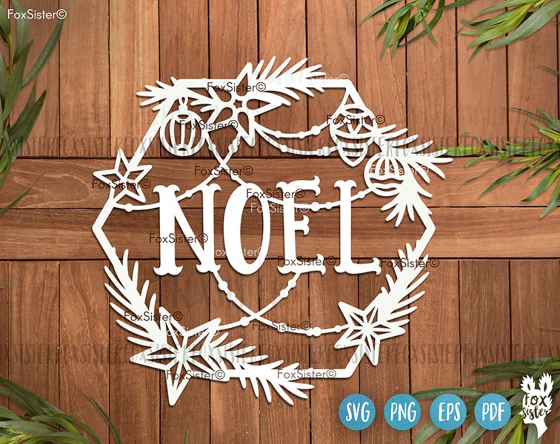 Noel Svg Cut File Christmas Wreath Svg Cut File Word Noel | Etsy UK