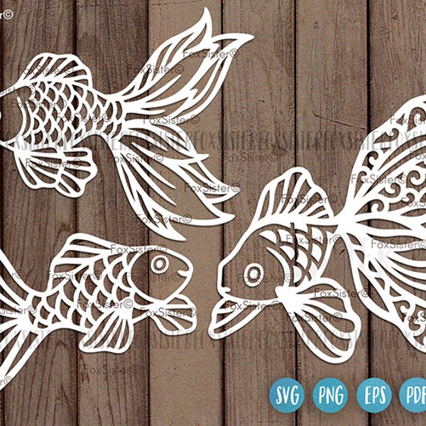 Goldfish Svg Bundle, Gold Fish Clipart Template, Fish Svg, Instant Download Vector Svg File, Sea Clipart, Cut File for Cricut and Silhouette