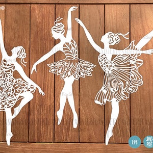 Ballerina SVG Bundle!! 3 Papercut Templates Set 1, Ballet Dancer svg cut files, Ballerina Silhouette, Clipart Vector, Dancing Png, Cricut