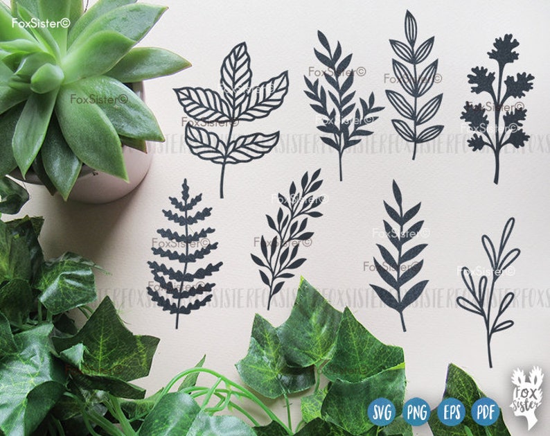 Download Tree Branch Svg Leaf Svg File 8 Designs SET 2 Leaves | Etsy