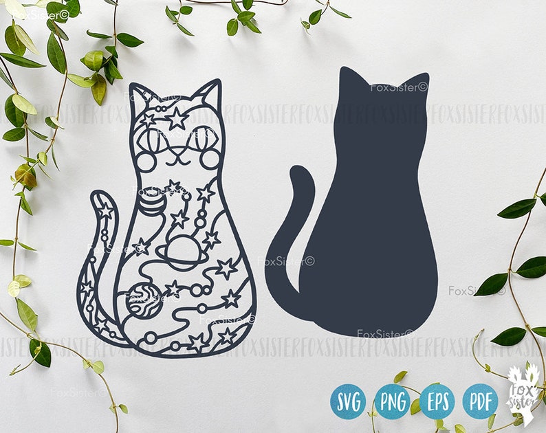 Space Cat svg for Cricut and Silhouette, cats svg, Pets svg, sublimation svg, layered svg, vector clipart, astronaut svg, galaxy svg image 4