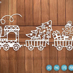 Train set Svg Bundle, Christmas Toy Svg, Christmas Tree Svg, Cute Presents, Santa, For Kids, Gift, Vector, Png, Template, Silhouette, Cricut