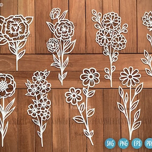 Pacote de svg de flores para Cricut e Silhouette, svg de flores, FoxSister, svg floral, arquivos svg, clipart de flores, svg de flores vetoriais, svg de plantas