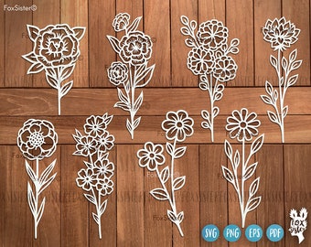 Flower svg bundle for Cricut and Silhouette, flowers svg, FoxSister, floral svg, svg files, flower clipart, vector flowers svg, plant svg