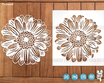 Flower Svg Papercut Template, Sunflower Svg Cut File, Daisy svg, Gerbera Svg, Flowers Clipart Vector, Cricut, Silhouette, Die Cut, floral