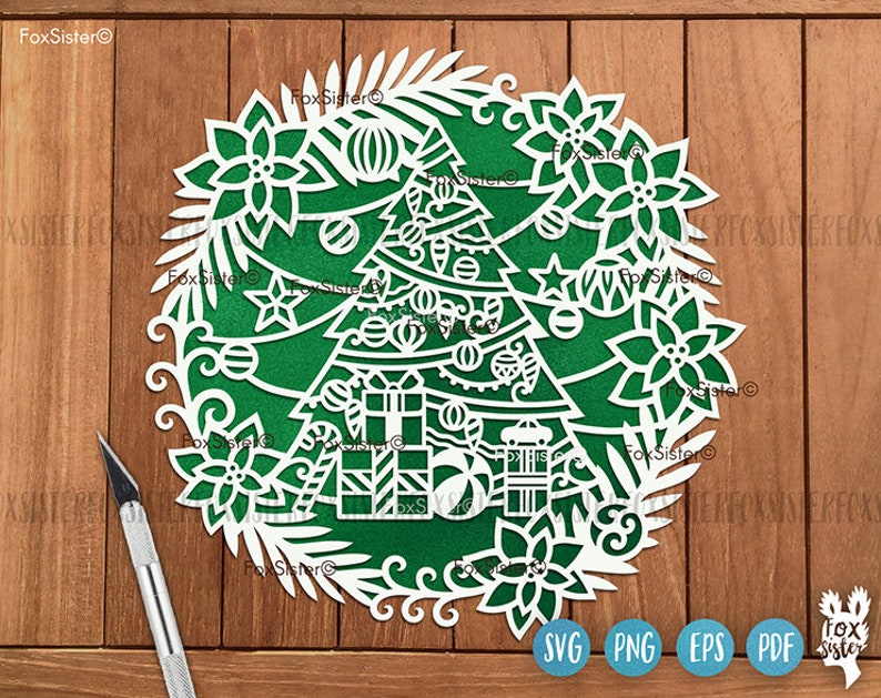 Christmas Tree with presents Svg design Christmas Tree Svg Etsy