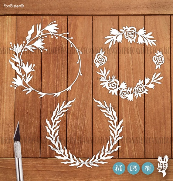 Download Svg Bundle Set 4 3 Blank Circle Monogram Frames Wreath Etsy