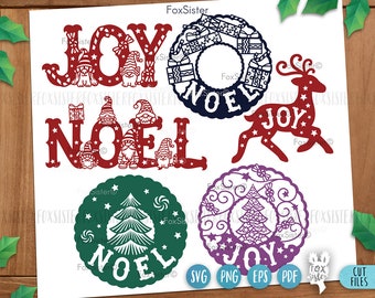 Christmas svg bundle for Cricut Silhouette, Christmas png, Christmas clipart, Joy svg, Noel svg, reindeer svg, Christmas words svg cut files