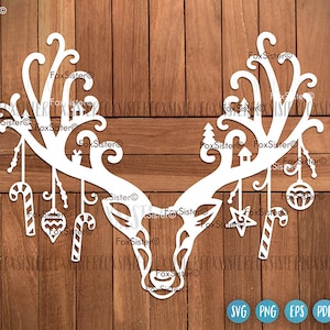 Rentier Kopf Design, Hirsch Kopf SVG, Rudolf svg, Weihnachten schneiden Dateien, Winter Tier SVG, Png, Vektor Cricut Silhouette