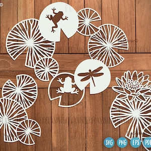 Sapos e nenúfares svg para Cricut e Silhouette, Sapo svg, Animal Svg, FoxSister, arquivo de corte svg, Nenúfar svg, folha svg, folhas svg