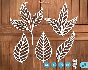 Leaves svg bundle for Cricut Silhouette Glowforge and laser cutters, leaves for paper flowers svg, detailed leaf svg png cut file templates