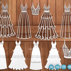 Cricut および Silhouette 用のドレス svg カット ファイル、ロング ガウン svg、ウェディング ドレス svg、プロム ドレス svg、ブライダル シャワー svg、ブライズメイド ドレス svg