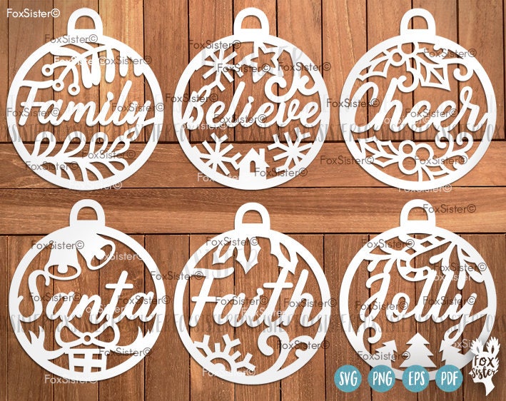 Download Christmas Baubles SVG Bundle SET 7 Bauble Faith Family | Etsy