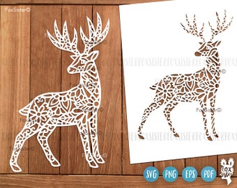 Diseño de archivo de corte de ciervo, Navidad svg, imágenes prediseñadas de ciervo, archivo de corte de reno, diseño de descarga instantánea de FoxSister para Cricut y silueta