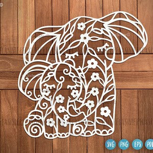 Elephants svg for Cricut  Silhouette, svg files, mothers day svg, floral animal svg, baby elephant svg, elephant cut file, Mom and baby svg