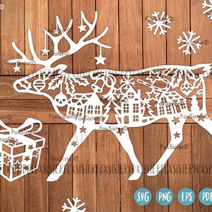 Rentier svg, Hirsch svg Vorlage, Weihnachten Hirsch svg, Winter svg, Hirsch Geweih svg, Weihnachtsdorf svg, Tier svg, Geschenk svg, Cricut