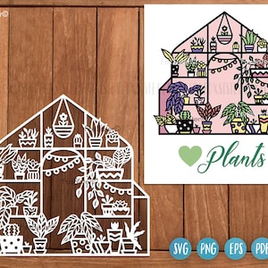 Plantas svg para Cricut e Silhouette, estufa svg, jardinagem svg, sublimação, planta png, planta de casa svg, paisagismo svg, plantio