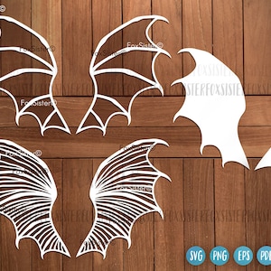 Skrzydła smoka Svg projekt dla Cricut i Silhouette, skrzydła nietoperza Svg, straszne skrzydła Svg, Halloween Svg, clipart smoka, skrzydła smoka png