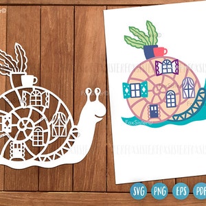 Happy snail house svg pour Cricut et Silhouette, maison svg, animaux drôles svg, dessins pour enfants svg, FoxSister, petite maison svg, png, pdf, eps