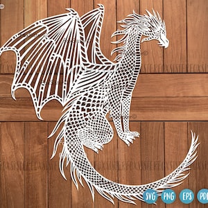Dragon svg design for Cricut and Silhouette, sitting dragon svg, animal svg, dragon vector clipart, dragon svg file, dragon png, magic svg