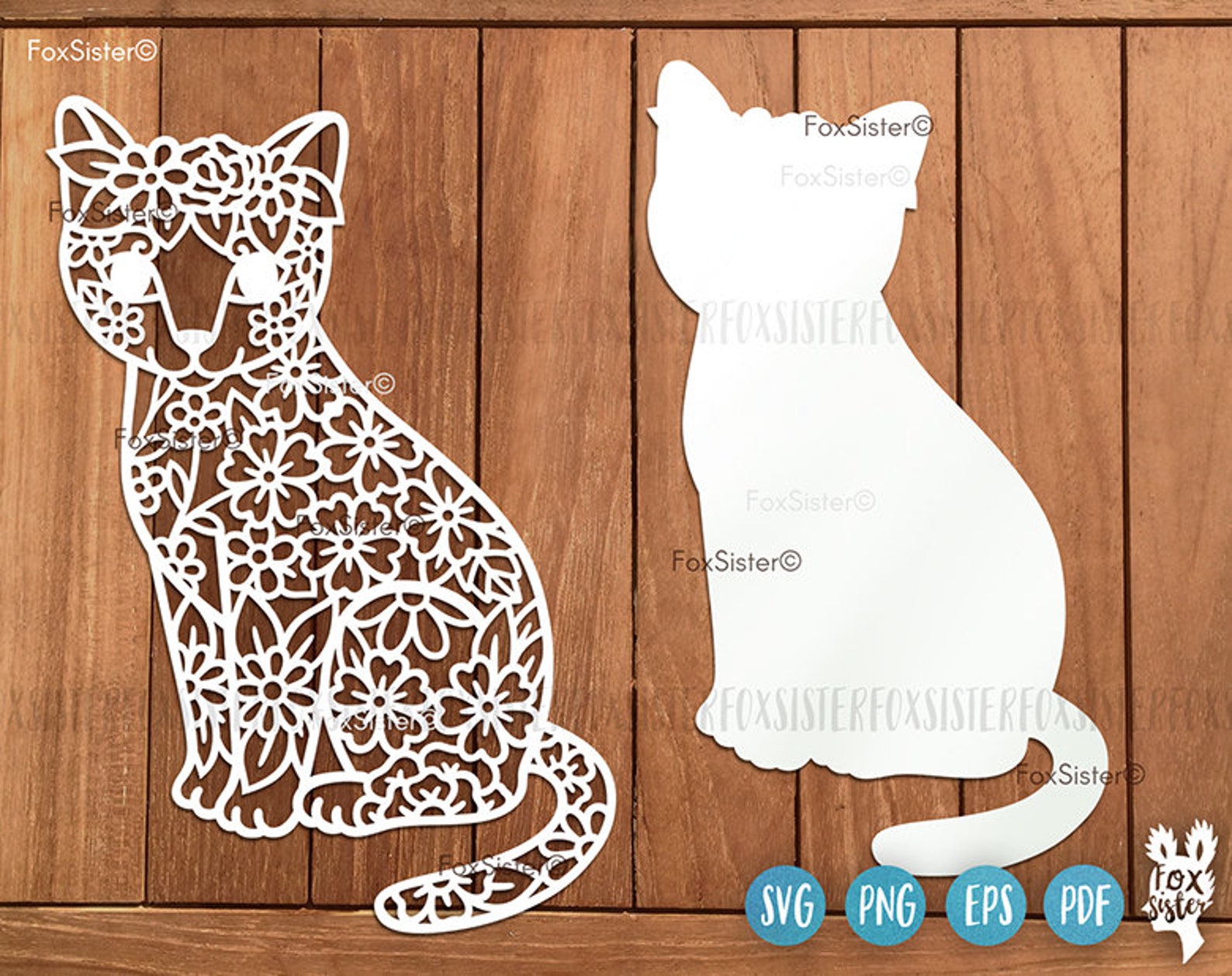 Svg Ct Cat Svg for Cricut Silhouette, Svg Files, Cat Cut File, Floral Animal ...
