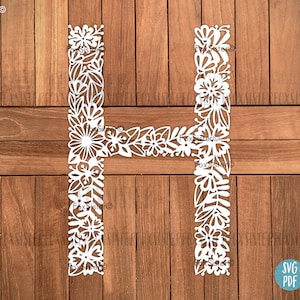 Capital Letter H Svg, Floral detailed Alphabet Svg cut file, Floral Letter Svg, Letters Svg, Capital Letters, Svg Cut Files, Floral Svg