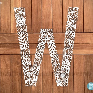 Floral Letter W Svg, Floral Detailed Alphabet Svg Cut File, Floral ...