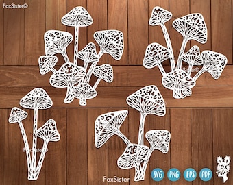 Mushroom svg bundle for Cricut, Silhouette and laser cutters, mystical mushroom svg, boho mushroom svg, vector plants clip art, forest plant