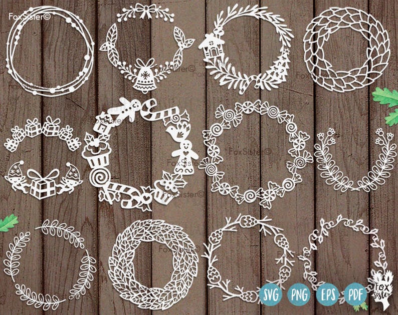Download 12 Christmas Monogram Frames Blank Circle Wreath SVG Bundle | Etsy