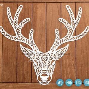 Mandala-Rentier-Svg, Geweih-Svg, Weihnachts-Svg, Hirsch-Svg, Boho-Svg, Geweih-Svg, Clipart, Rentier-Svg, Hirschkopf-Svg, Cricut Silhouette