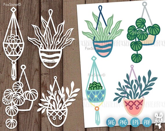 Plants Svg Cutting Files For Cricut And Silhouette Hanging Etsy