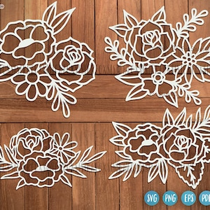 Pacote Bouquet Svg, flores svg desenhadas à mão, floral svg, Floral Bundle svg para Cricut e Silhouette, flores silvestres svg, plantas de jardim svg