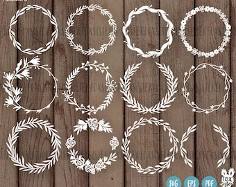 BIG SVG Bundle!! 12 Blank Circle Monogram Frames/Wreath | Svg / Png Papercut Template | floral Paper Cut Out | Cricut, Cameo | Home Decor