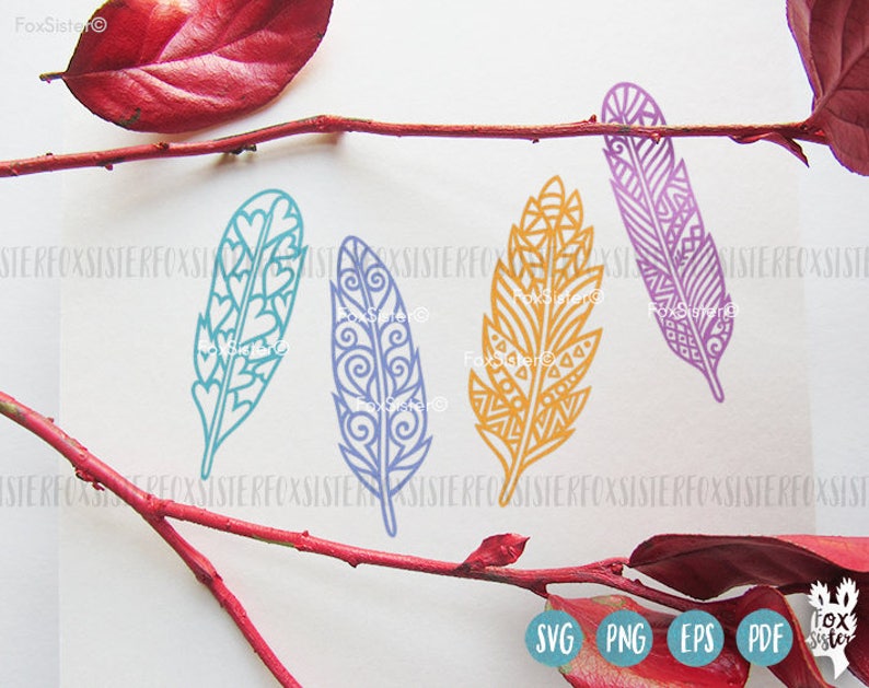 Boho Feathers SVG Cut File Templates, Tribal Feather Svg, Feather ...