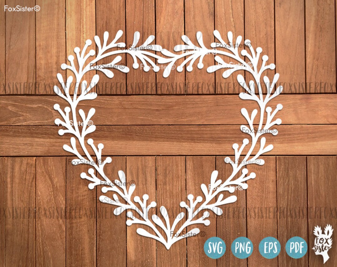 Heart Svg Monogram Frame, Blank Heart Wreath Frame Svg Cut File, Floral ...