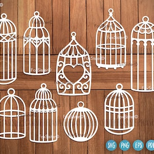 Bundle Svg Cage à oiseau, fichier coupé Svg Cages, Silhouette de vecteurs de Cage, Clipart Cage, Cage à oiseau Png, Eps Cage, jardin Svg, Cricut et Silhouette