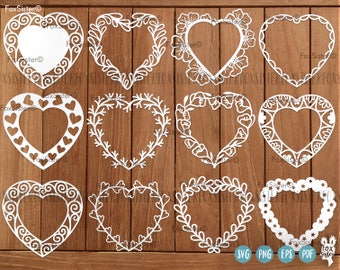 Heart Frame Svg, Monogram Frame Bundle SET 3! 12 svg Blank Wreath Frames | Heart Svg, Hearts Svg | Wedding svg |Valentine SVG | Love svg