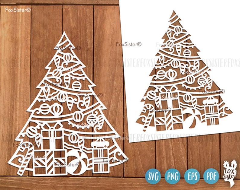 Christmas Tree with presents Svg Christmas Tree Cut File Etsy